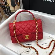 Chanel grained calfskin top handle flap bag red 20cm - 5