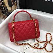 Chanel grained calfskin top handle flap bag red 20cm - 6