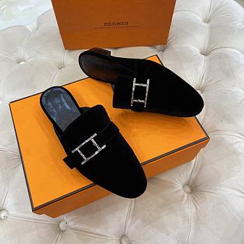 Hermes Black Flats