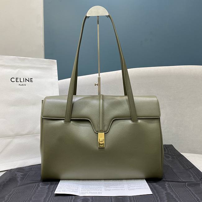 Celine Large Soft 16 bag in Green Smooth Calfskin  - 1