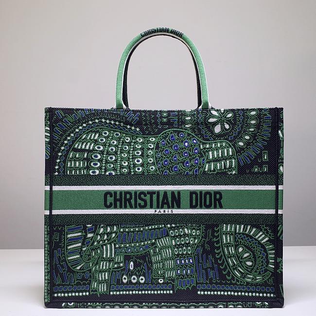 Dior Tote Book Green Elephant 41cm  - 1