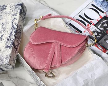 Dior Saddle Oblique Velvet Pink 19cm S9001