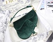 Dior Saddle Oblique Velvet Green 19cm S9001 - 1