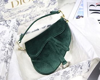 Dior Saddle Oblique Velvet Green 19cm S9001