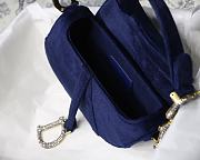 Dior Saddle Oblique Velvet Blue 19cm S9001 - 4