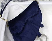 Dior Saddle Oblique Velvet Blue 19cm S9001 - 2