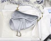 Dior Saddle Oblique Velvet Gray 19cm S9001 - 1