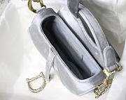 Dior Saddle Oblique Velvet Gray 19cm S9001 - 3