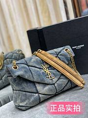 YSL LOULOU PUFFER Denim Leather Gold Harware 35cm - 4