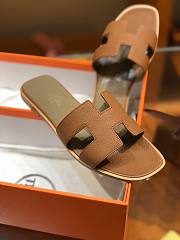 Hermes slipper brown grain leather - 6