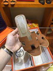 Hermes slipper brown grain leather - 3