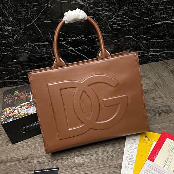 Dolce & Gabbana Beatrice DG brown leather tote bag