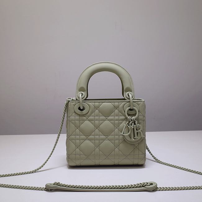 Dior Lady Mini Lambskin Bag Matte Green 17cm - 1