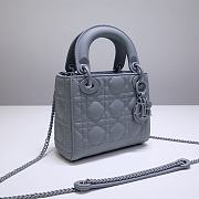 Dior Lady Mini Lambskin Bag Matte Blue 17cm - 4