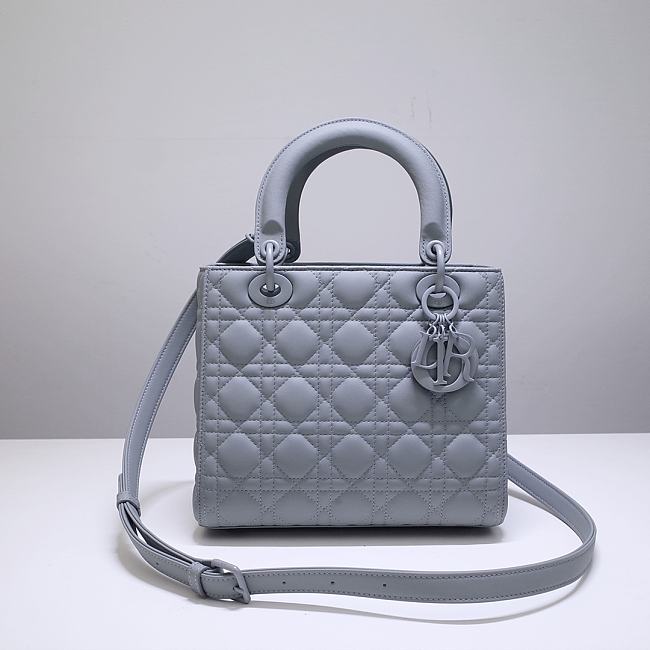 Dior Lady Mini Lambskin Bag Matte Blue 24cm - 1