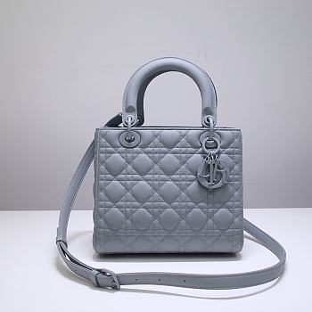 Dior Lady Mini Lambskin Bag Matte Blue 24cm