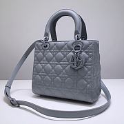 Dior Lady Mini Lambskin Bag Matte Blue 24cm - 2