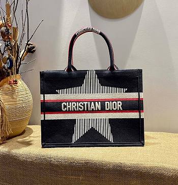 Dior Tote Book Emroided Blue Star 36cm