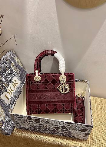 Dior Lady D-Lite Embroided Red 24cm