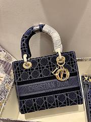 Dior Lady D-Lite Embroided Blue 24cm - 3