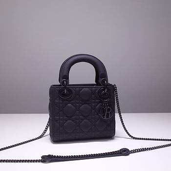 Dior Lady Mini Lambskin Bag Matte Black 17cm