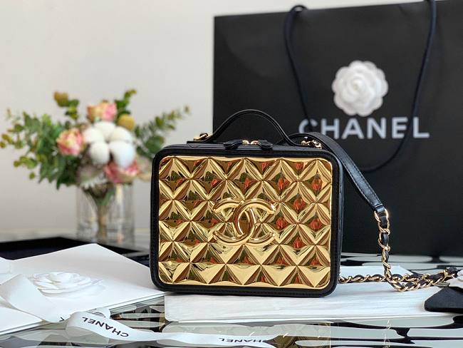 Chanel Lambskin & Gold Metal Clutch with Chain AP2393  - 1