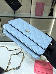 Chanel Grained Calfskin Wallet Charm WOC Blue - 6