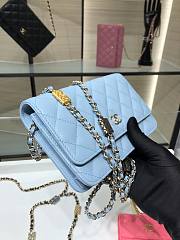 Chanel Grained Calfskin Wallet Charm WOC Blue - 5