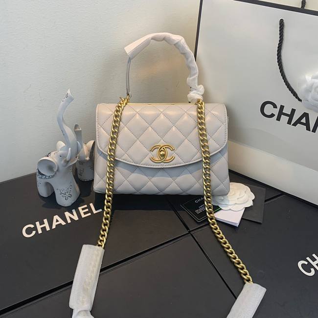 Chanel gold chain handle bag in gray AS1175 - 1