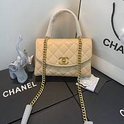 Chanel gold chain handle bag in beige AS1175 - 1