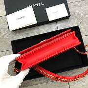 Chanel 19 Denim Wallet on Chain in Red AP0957 - 2