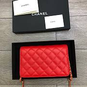 Chanel 19 Denim Wallet on Chain in Red AP0957 - 5