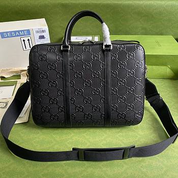 GG embossed briefcase in black leather
