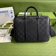 GG embossed briefcase in black leather - 6