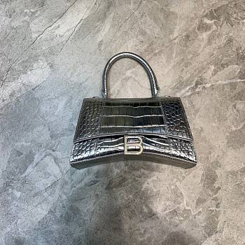 Balenciaga mini hourglass crocodile effect silver 23 cm