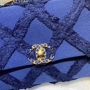 Chanel 19 Maxi-Quilted Fringe Canvas Blue Flap Bag - 2