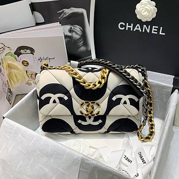 Chanel 19 CC Printed Fabric Large Flap Bag AS1161