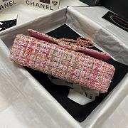 Chanel 25cm Tweed & Gold-Tone Metal Pink Double Flap Bag - 6