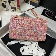 Chanel 25cm Tweed & Gold-Tone Metal Pink Double Flap Bag - 5