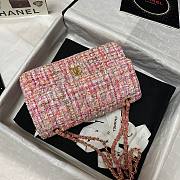 Chanel 25cm Tweed & Gold-Tone Metal Pink Double Flap Bag - 3