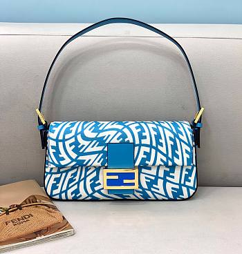 Fendi BAGUETTE 1997 Blue glazed canvas bag