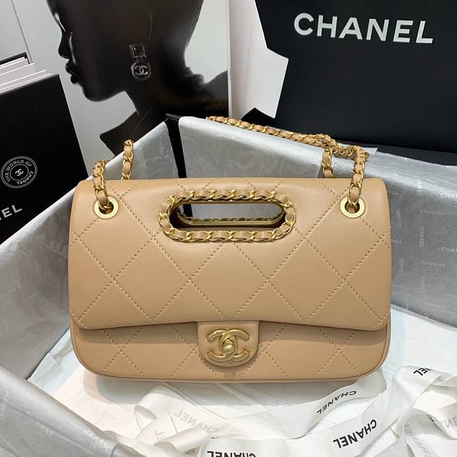 Chanel handle flap bag beige AS1466 - 1