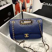 Chanel handle flap bag blue AS1466 - 3