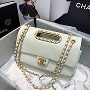 Chanel handle flap bag white AS1466 - 3