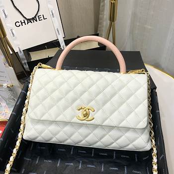 Chanel Coco Grained Calfskin White Flap Bag 29cm