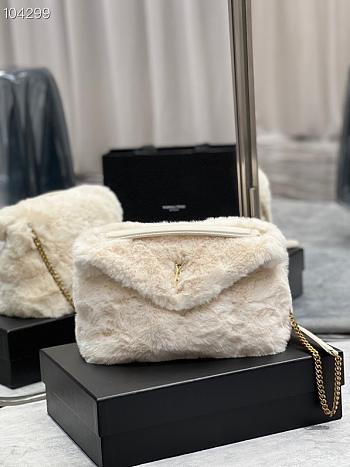 YSL Puffer Merino Shearling & Lambskin White 29cm