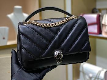 Bvlgari Serpenti Cabochon Leather Shoulder Bag Black