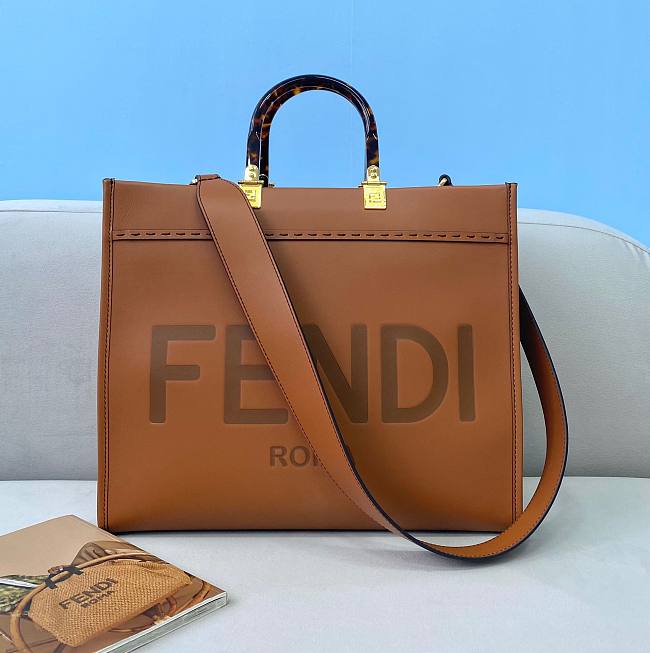Fendi Sunshine Medium Brown Tote Bag - 1