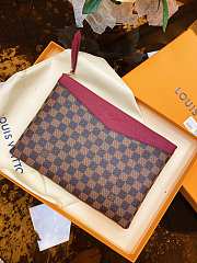 Louis Vuitton Pouch Wallet Gray/ Beige / Red  - 3