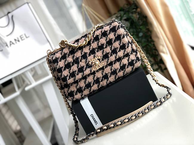 Chanel 19 Tweed Flap Bag Nude Pink 26cm - 1